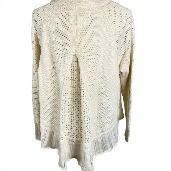 Anthropologie Angel of the North Nulia Circle Hem Poncho Sweater Cream Small - Picture 8 of 10